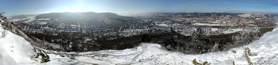 Jena Panorama - Blick von der verschneiten Jenzigkuppe 