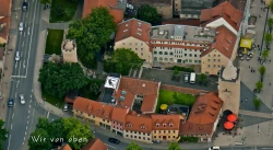 Unser Fotostudio am Johannisplatz in Jena - Luftbild